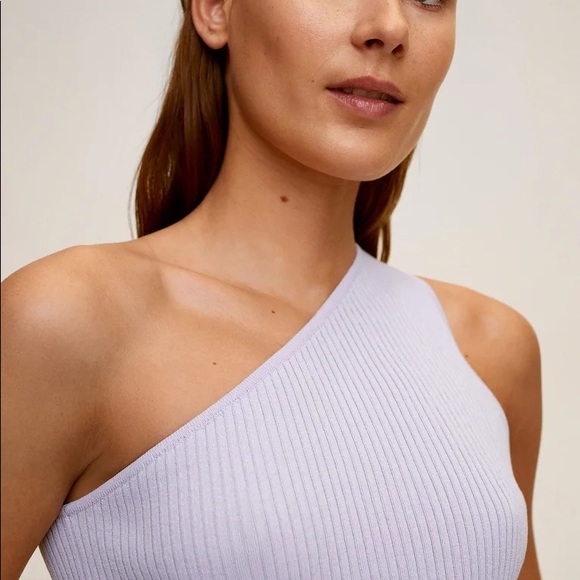 MANGO TOP ASYMMETRIC RIBBED Size S Color: ECRU/OFF WHITE - Picture 5 of 9